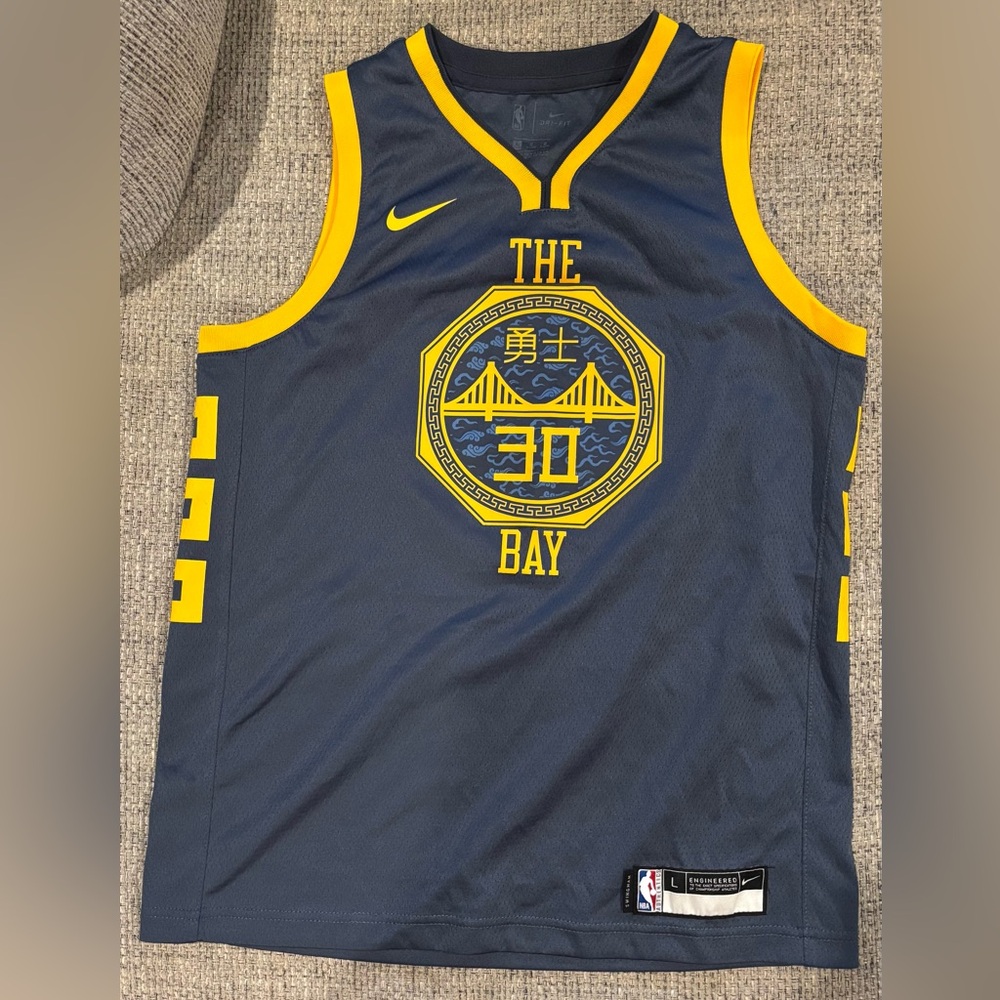 Youth L Stephen Curry #30 Golden State Warriors Jersey Nike Swingman Blue EUC